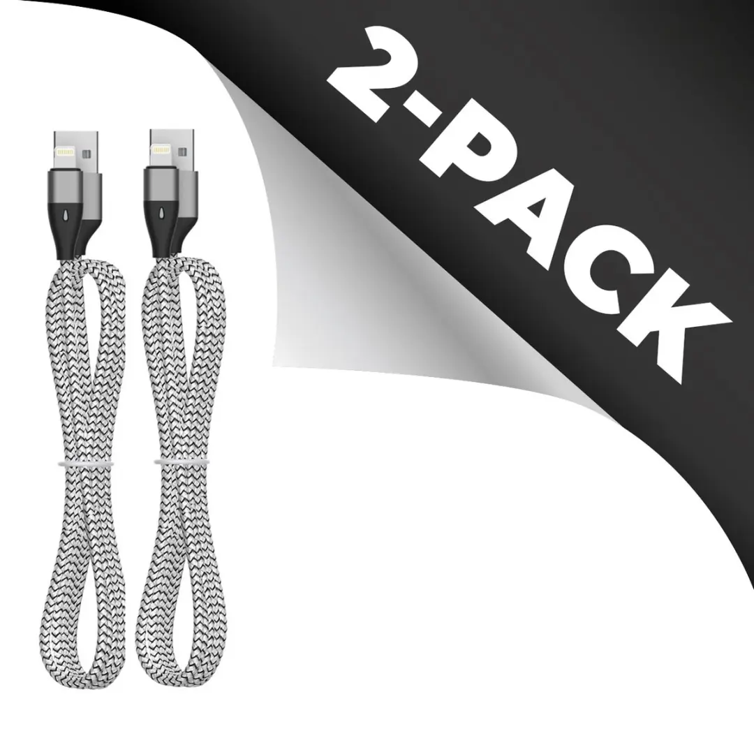 Caliber iPhone Lightning USB Kabel - 2 Stuks - Zwart/Grijs