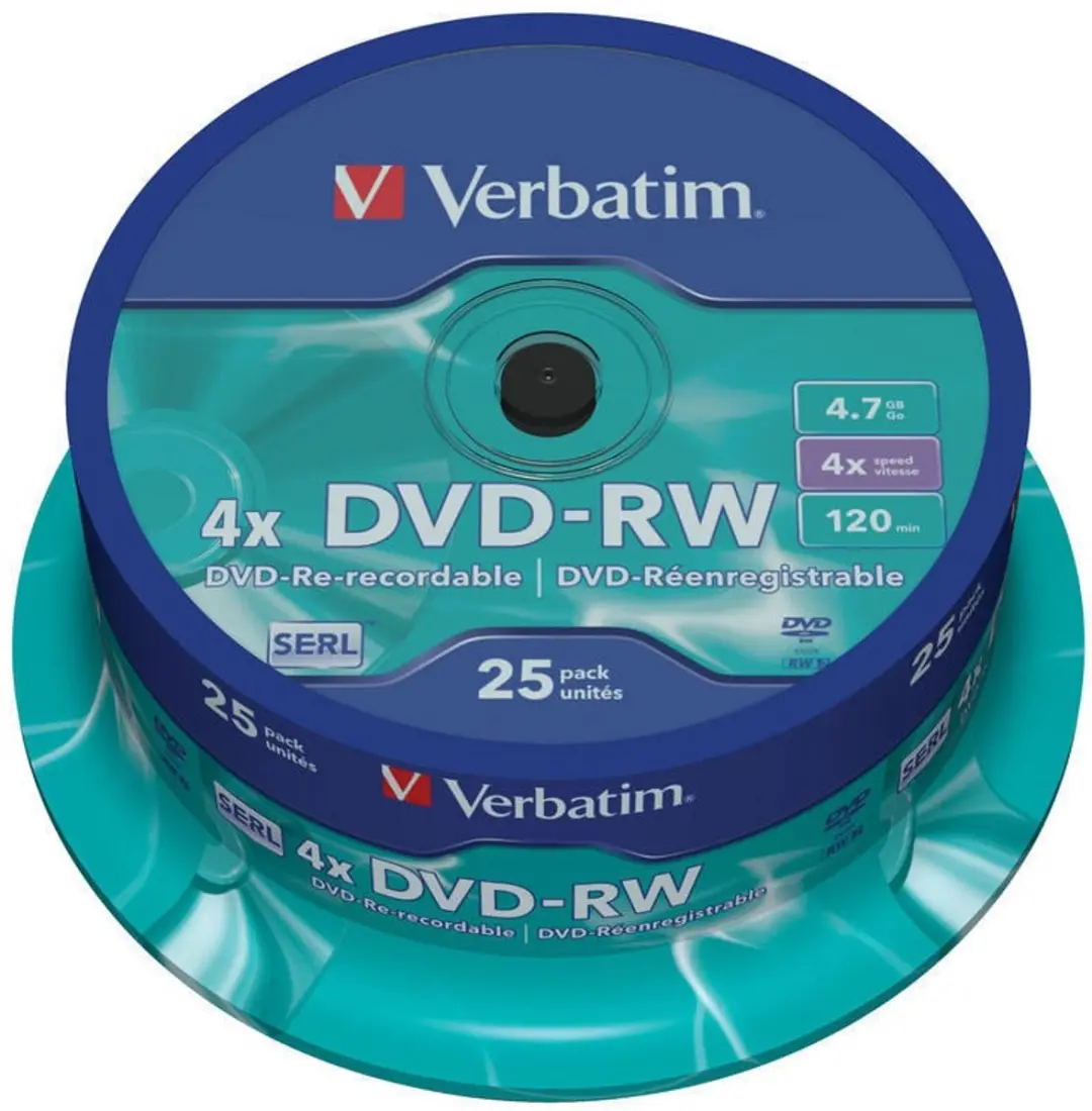 Verbatim 43639 DVD-RW 4.7GB - 25 Stuks
