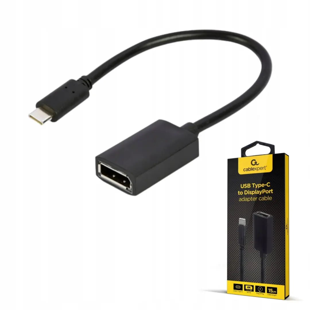 Gembird USB-C naar DisplayPort Adapterkabel 4K 15cm - Zwart