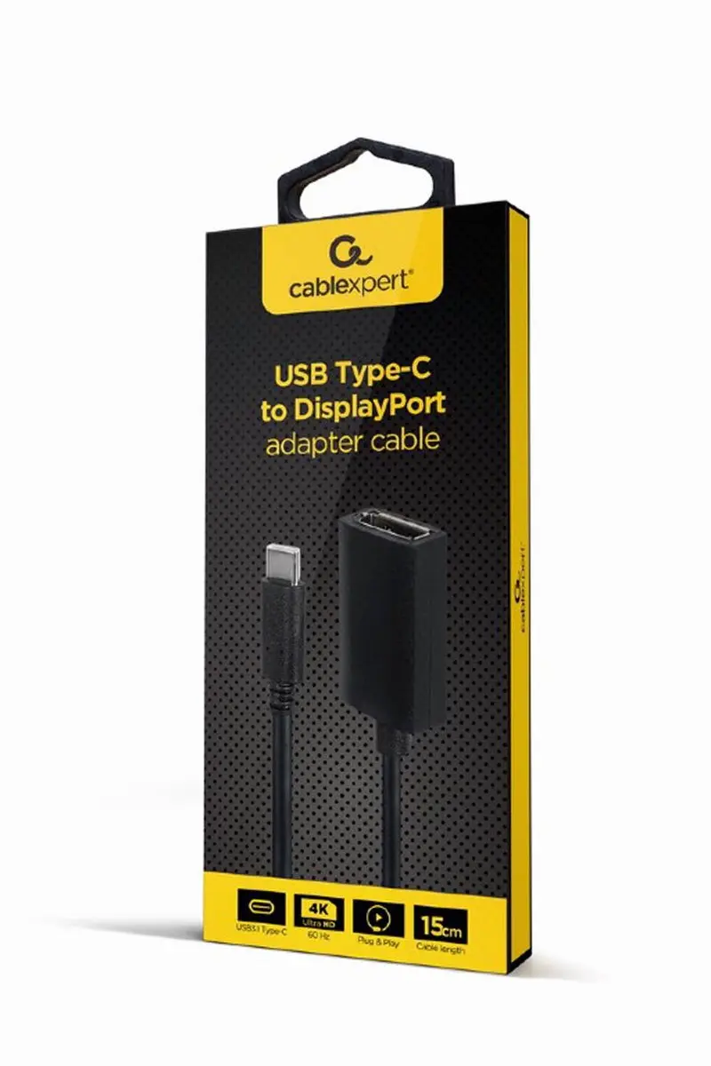Gembird USB-C naar DisplayPort Adapterkabel 4K 15cm - Zwart
