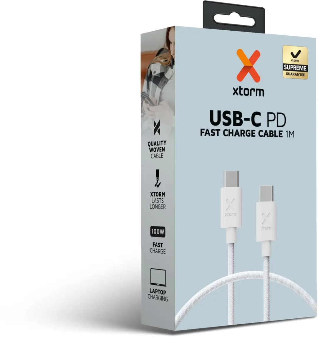 Xtorm Go2 USB-C PD 100W Kabel 1m - Wit