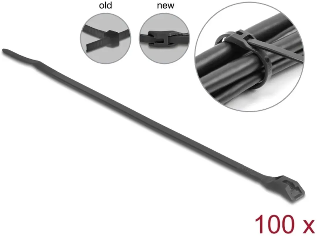 Delock Kabelbinders 205x2.5mm - 100 Stuks - Zwart