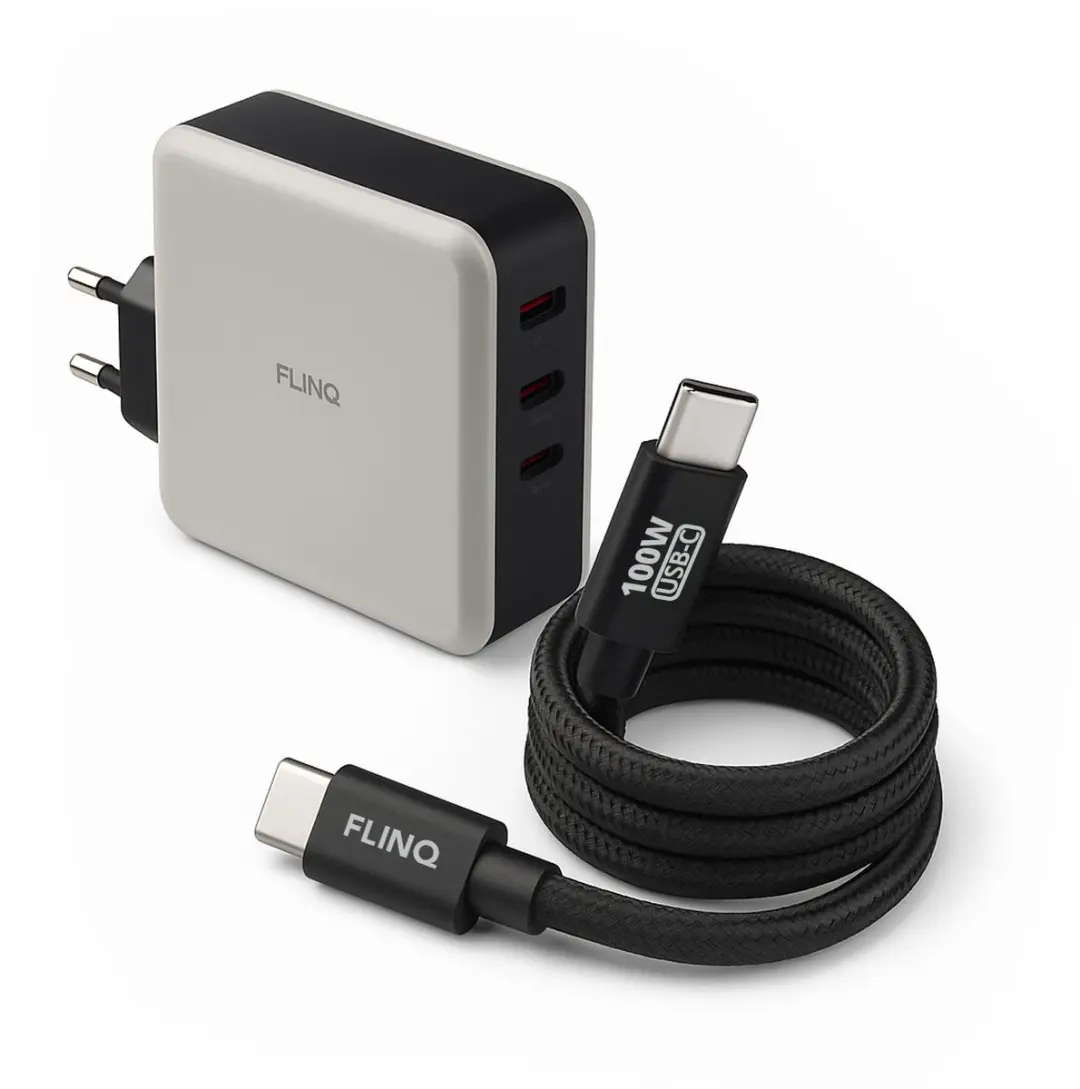 FlinQ FQ-CC100W USB-C Oplaadset 100W