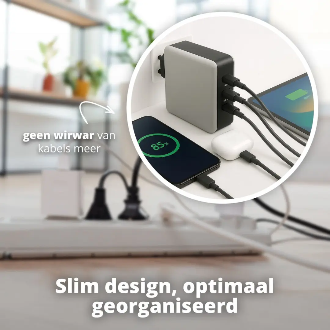 FlinQ FQ-CC100W USB-C Oplaadset 100W - 2m Nylon Kabel