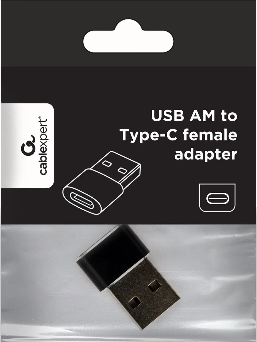Gembird USB-A naar USB-C Adapter A-USB2-AMCF-02 - Zwart