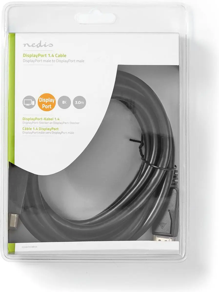 Nedis DisplayPort Kabel 8K@60Hz 3m - Zwart