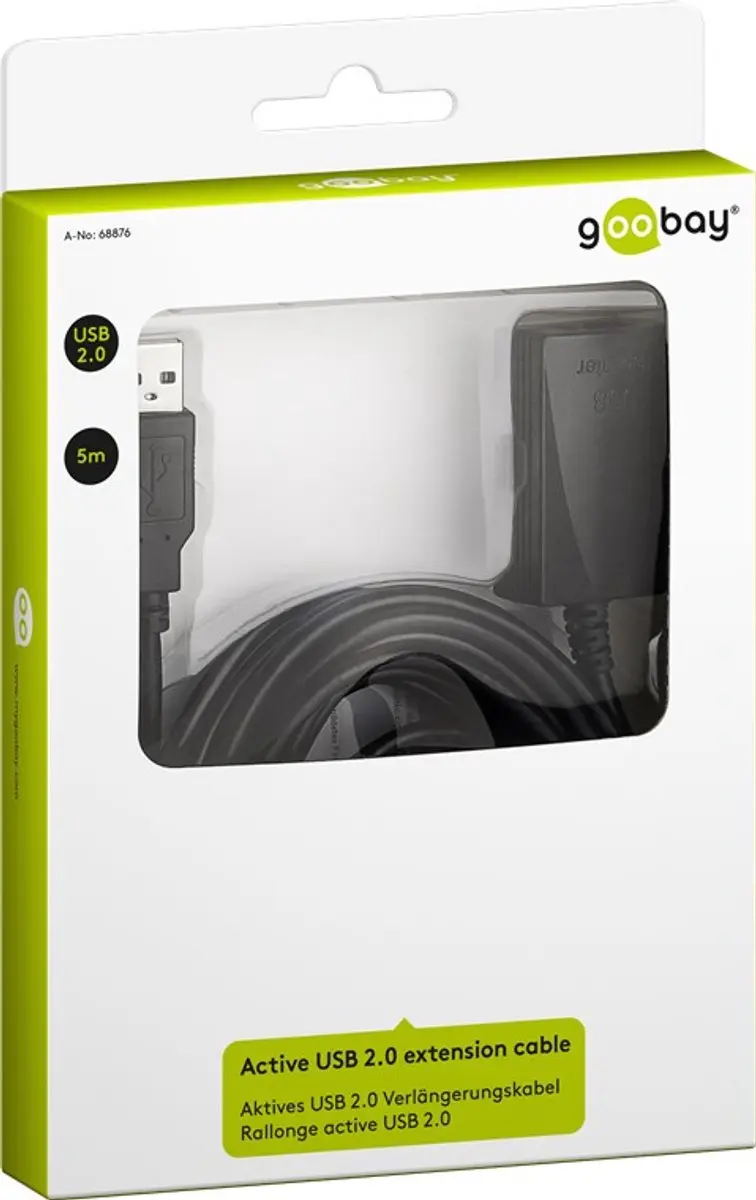 Goobay USB2.0 Verlengkabel 5m - 10 Stuks - Transparant