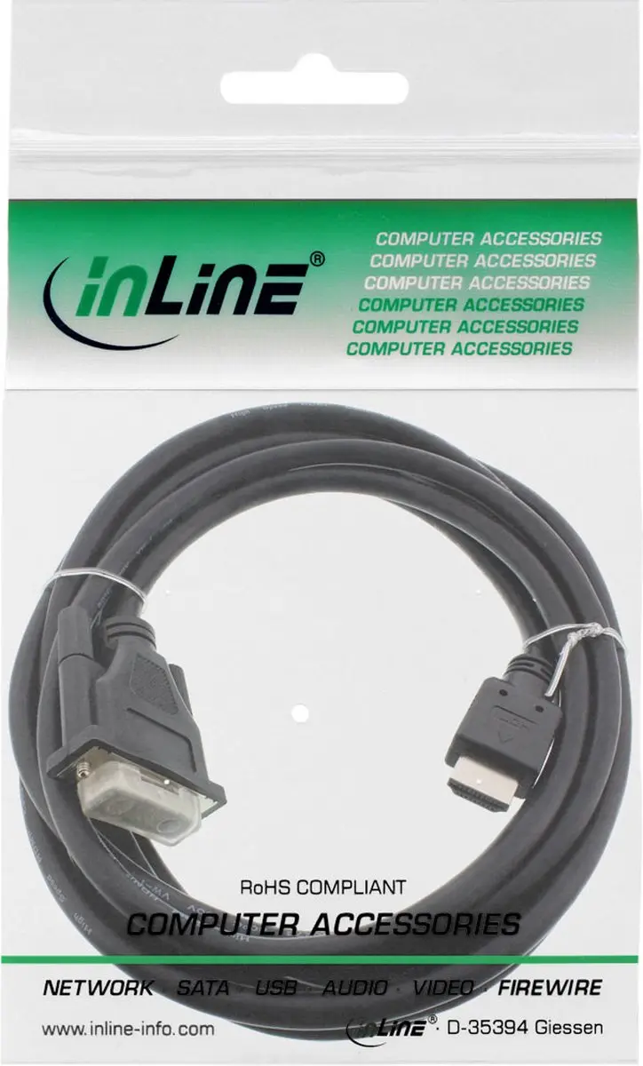 InLine HDMI-DVI-adapterkabel 18+1 3m - Zwart