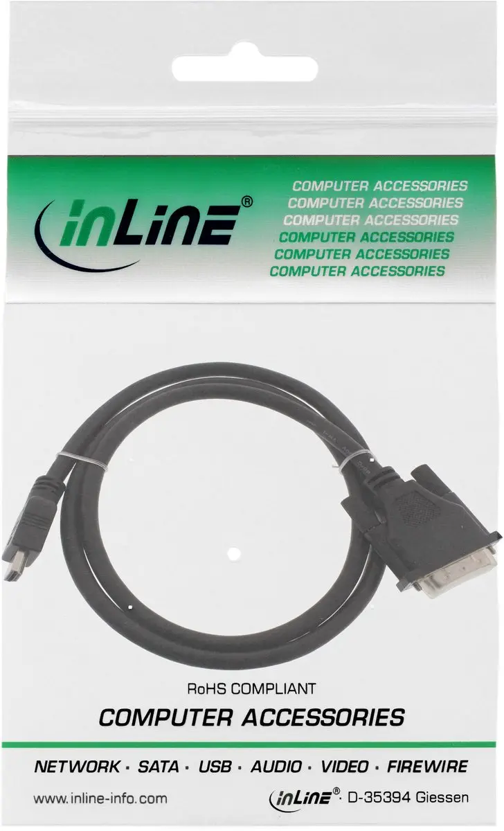InLine HDMI-DVI-adapterkabel 18+1 3m - Zwart
