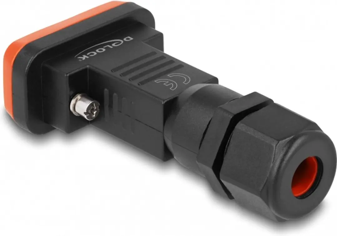 Delock D-Sub 9 Pin Vrouwelijk IP67 - Zwart/Oranje
