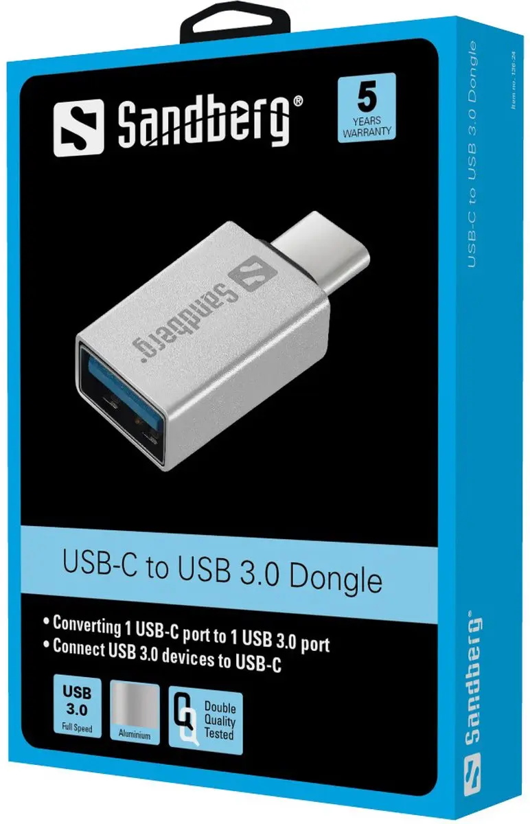 Sandberg 136-24 USB-C naar USB 3.0 Dongle - Zilver