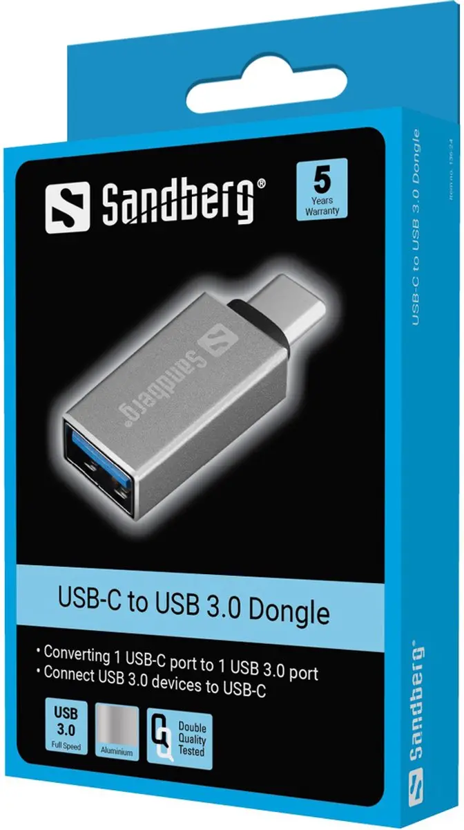 Sandberg 136-24 USB-C naar USB 3.0 Dongle - Zilver