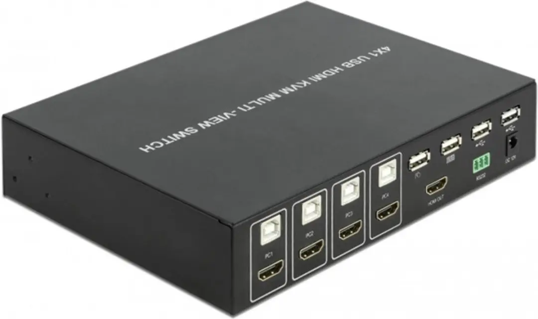 Delock 11488 KVM Multiview Switch 4x HDMI - USB 2.0 - Zwart