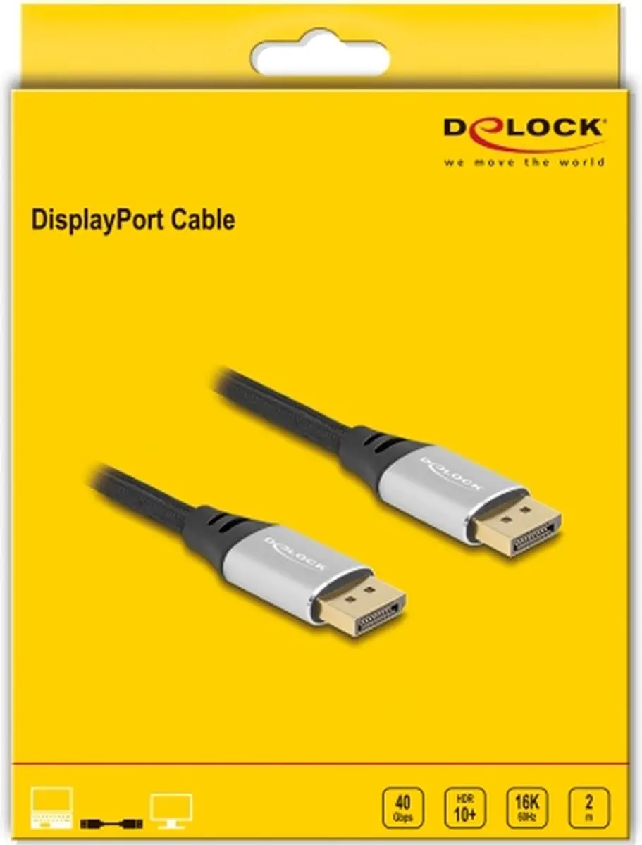 Delock DisplayPort Kabel DP2.1 10K 60Hz 2m - UHBR10 - Zwart