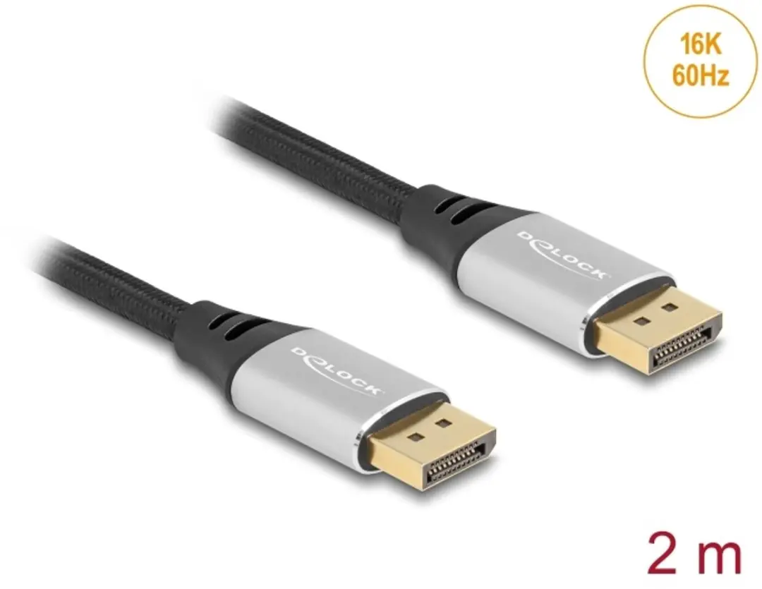 Delock DisplayPort Kabel DP2.1 10K 60Hz 2m - UHBR10 - Zwart