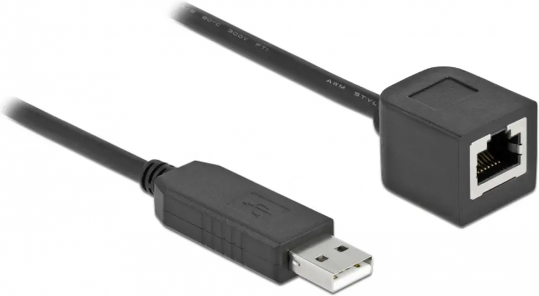Delock USB 2.0 naar RS-232 RJ45 Kabel 25cm - Zwart
