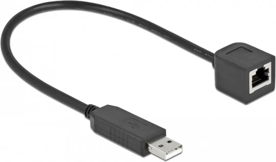 Delock USB 2.0 naar RS-232 RJ45 Kabel 25cm - Zwart