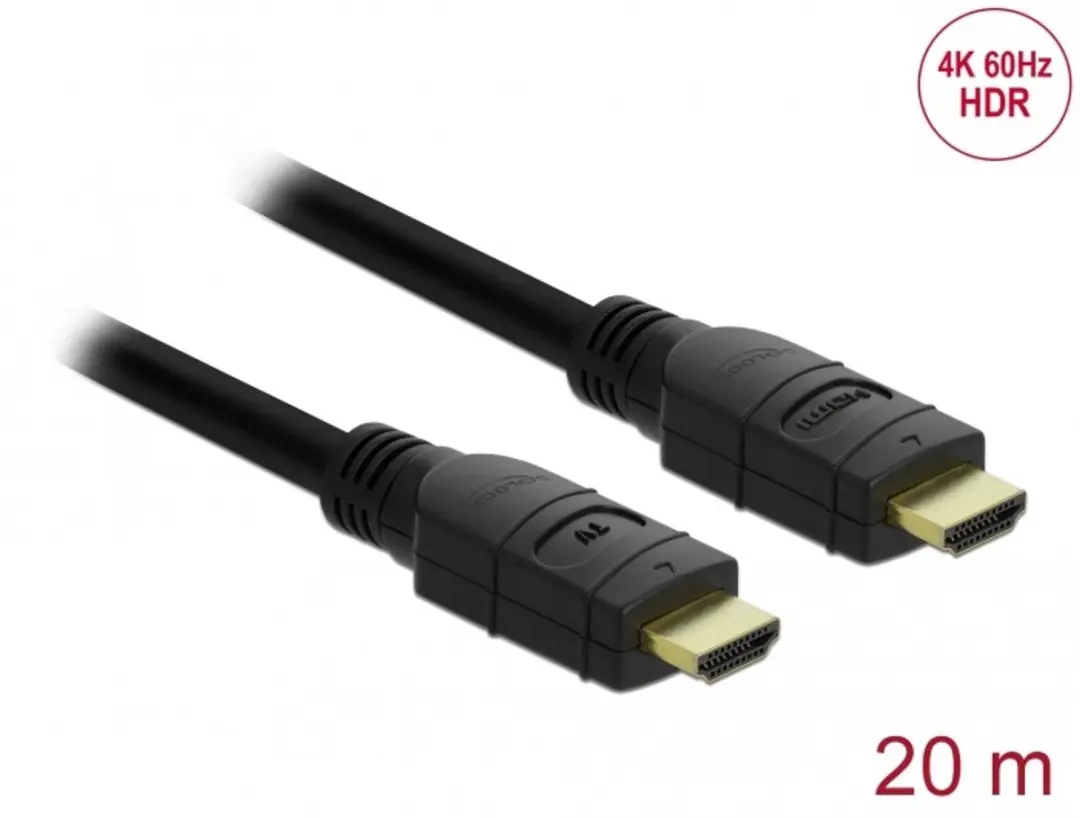 Delock Actieve HDMI-kabel 4K 60Hz 20m - Zwart