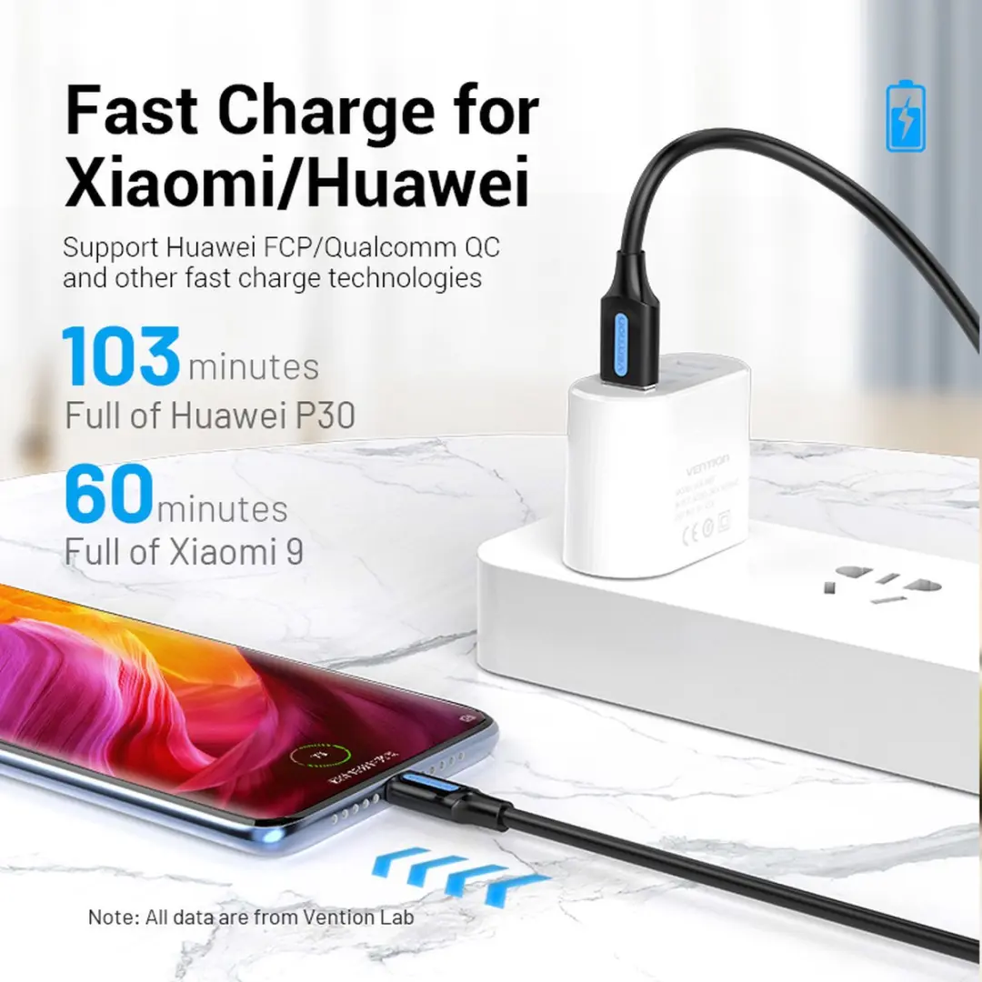 Vention COKBH USB 2.0 Kabel USB-A naar USB-C - 2m - Zwart