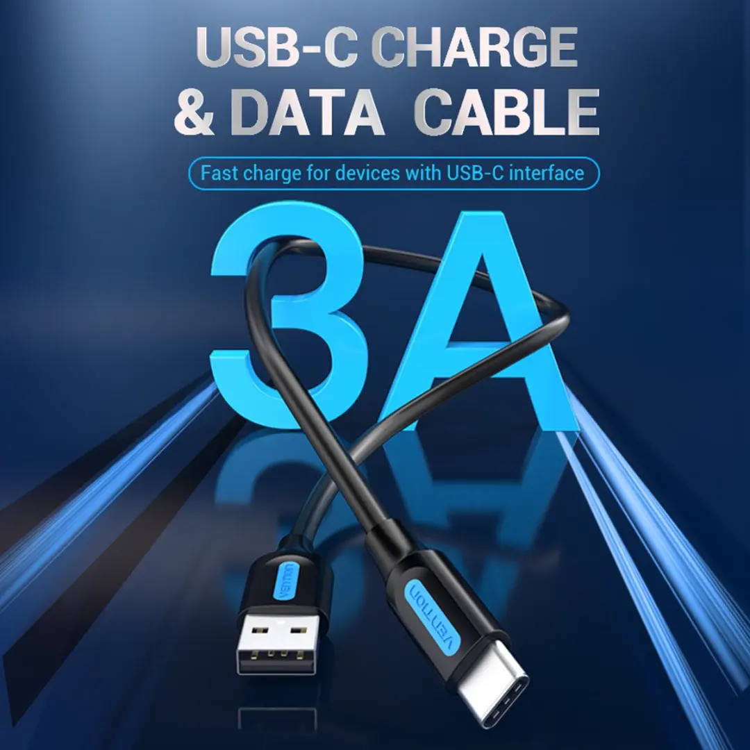 Vention COKBH USB 2.0 Kabel USB-A naar USB-C - 2m - Zwart