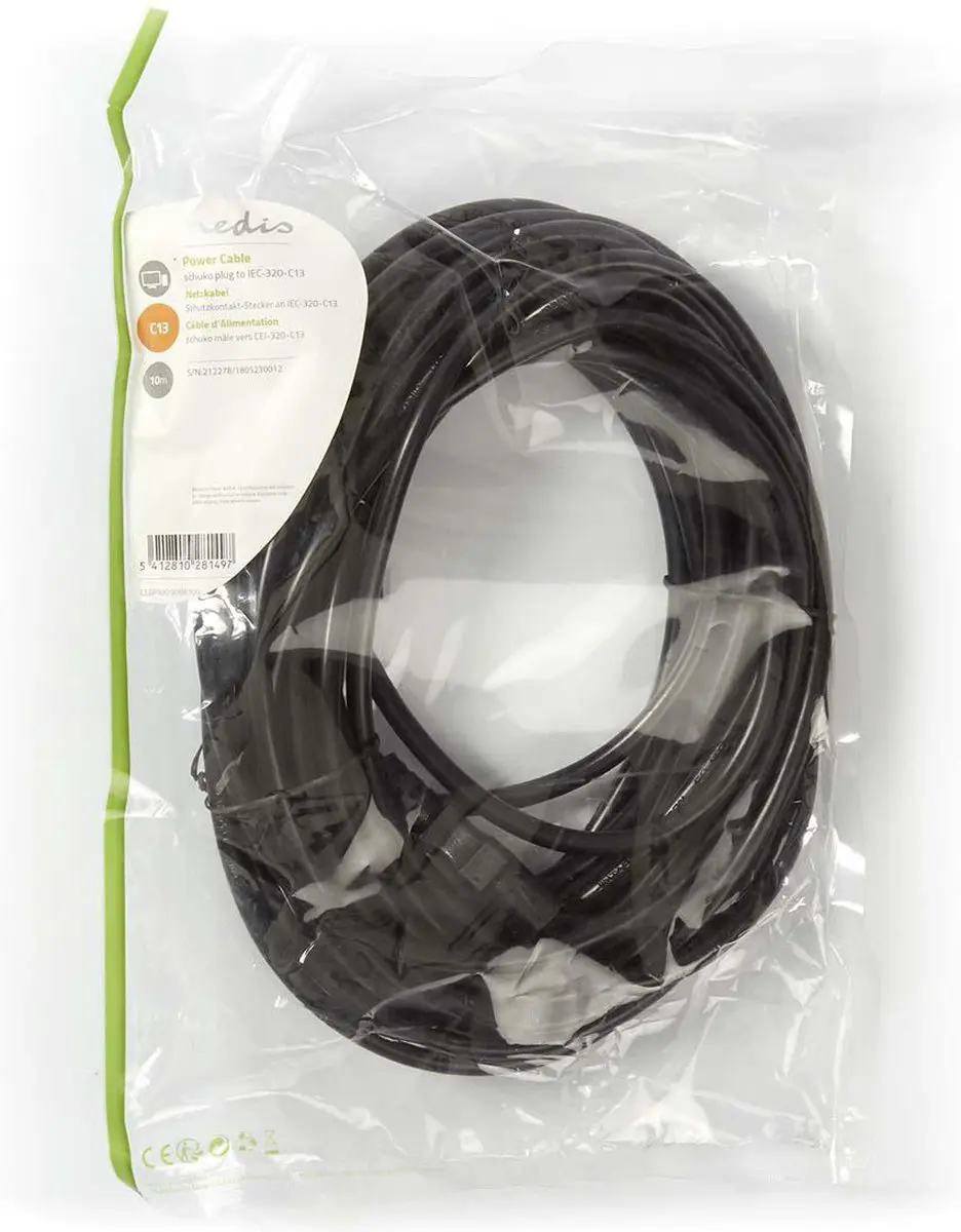 Nedis Stroomkabel Type F CEGP10030BK100 - 10m - Zwart