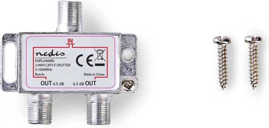 Nedis CATV-Splitter SSPL200ME - 2 Outputs 75 Ohm - Zilver