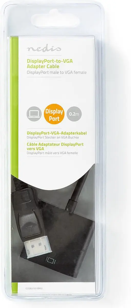 Nedis DisplayPort naar VGA Adapter 1080p - 0.20m - Zwart