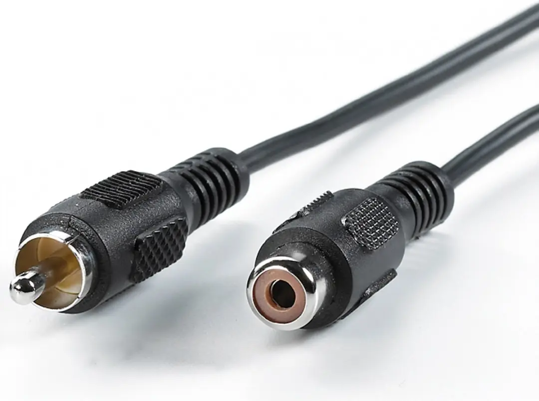 Value cinch-verlengkabel M/F 5m - Zwart