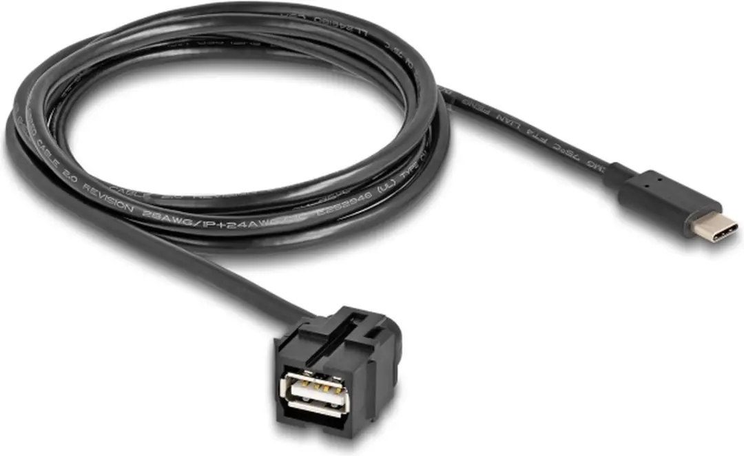 Delock USB-A Haaks Keystone Module USB-C 1,5m - Zwart