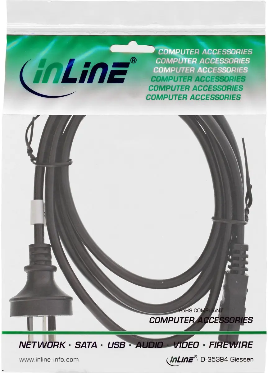 InLine Australië Stroomkabel C5 - 1,8m - Zwart