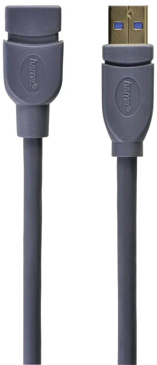 Hama USB 3.0 Verlengkabel Verguld 1,8m - Grijs