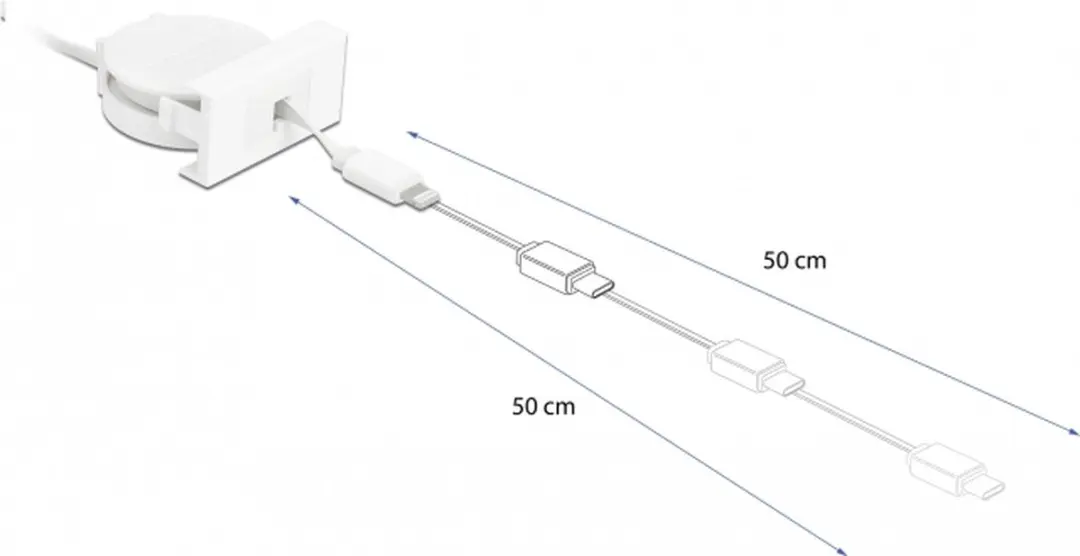 Delock Easy 45 USB 2.0 Retractable Kabel - Type-A naar 8 Pin Lightning Wit