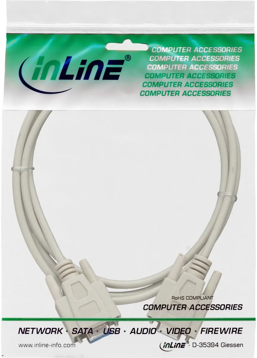InLine RS232 Seriële Kabel 9-pins - 5m - Beige