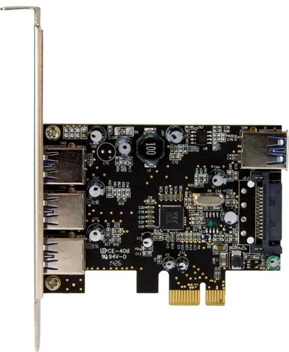 Startech PEXUSB3S42 USB 3.0 Kaart - 4 Poorten Grijs-Groen