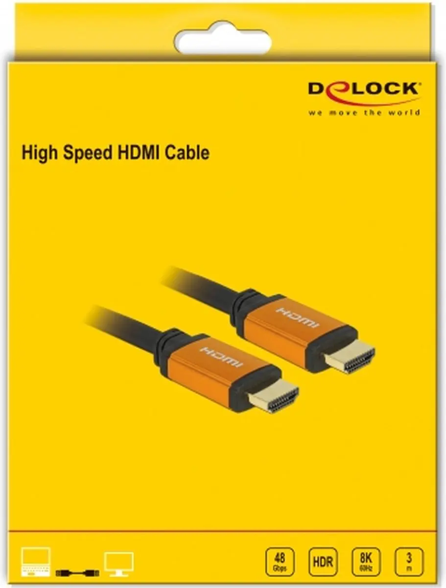 Delock HDMI 2.1 Kabel 8K 60Hz 3m - Zwart