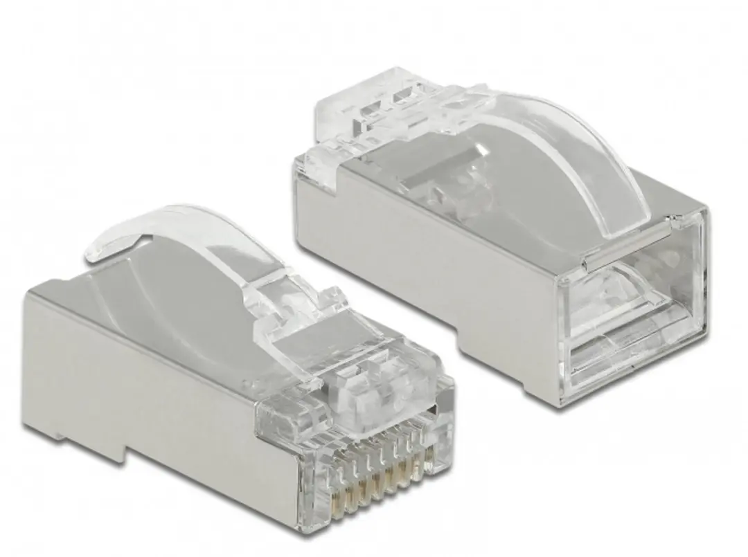 Delock RJ45 Cat.6 STP Crimp+Cut+Curve Plug - 20 Stuks - Transparant