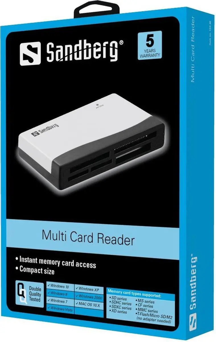Sandberg 133-46 Multi Card Reader - USB 2.0 - Zwart/Wit