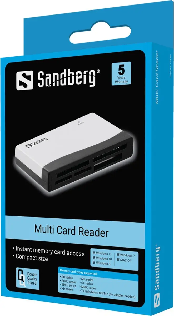 Sandberg 133-46 Multi Card Reader - USB 2.0 - Zwart/Wit
