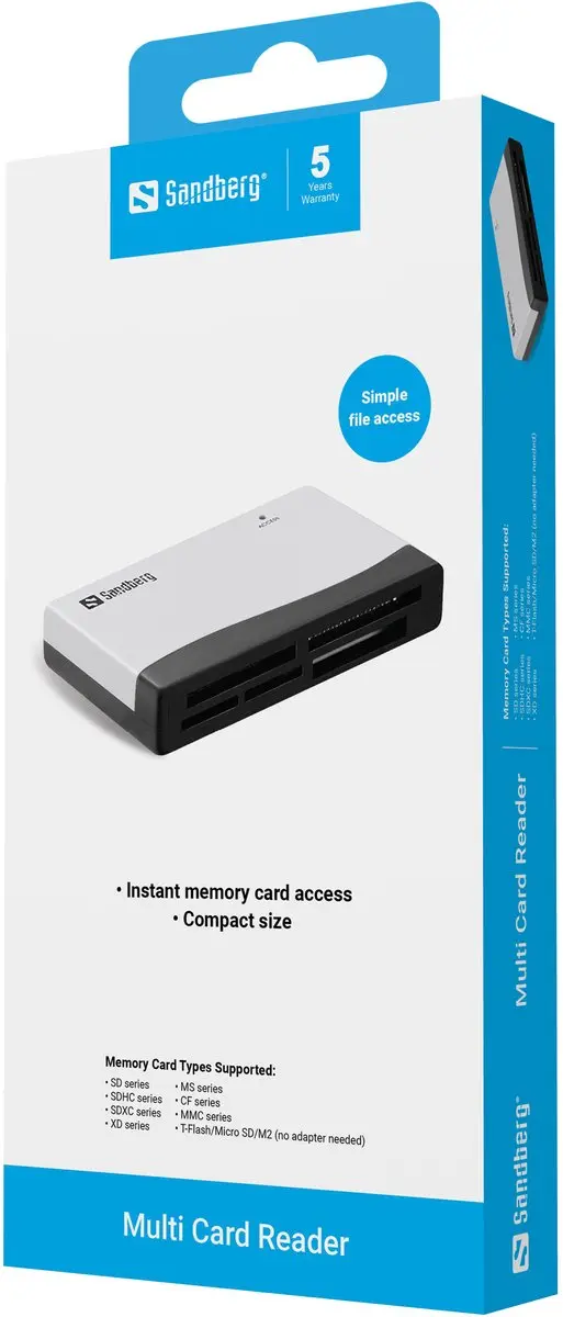 Sandberg 133-46 Multi Card Reader - USB 2.0 - Zwart/Wit