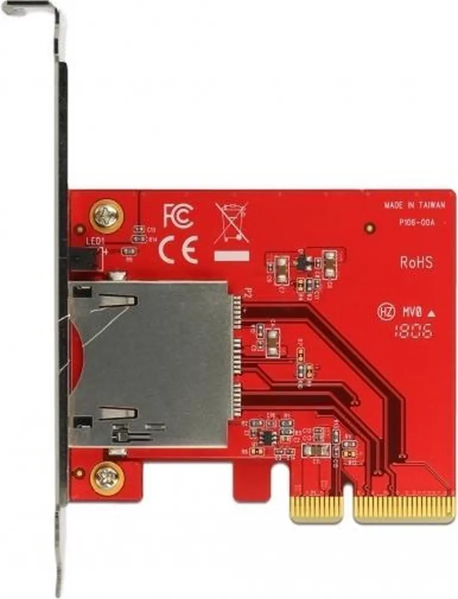 Delock PCIe Kaart 1x CFexpress/XQD - Metallic/Rood