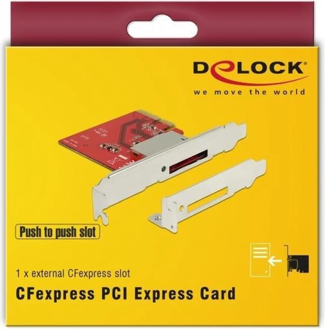 Delock PCIe Kaart 1x CFexpress/XQD - Metallic/Rood
