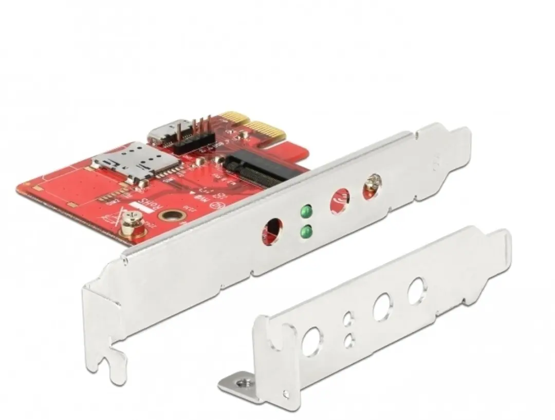 Delock PCIe Kaart 1x CFexpress/XQD - Metallic/Rood
