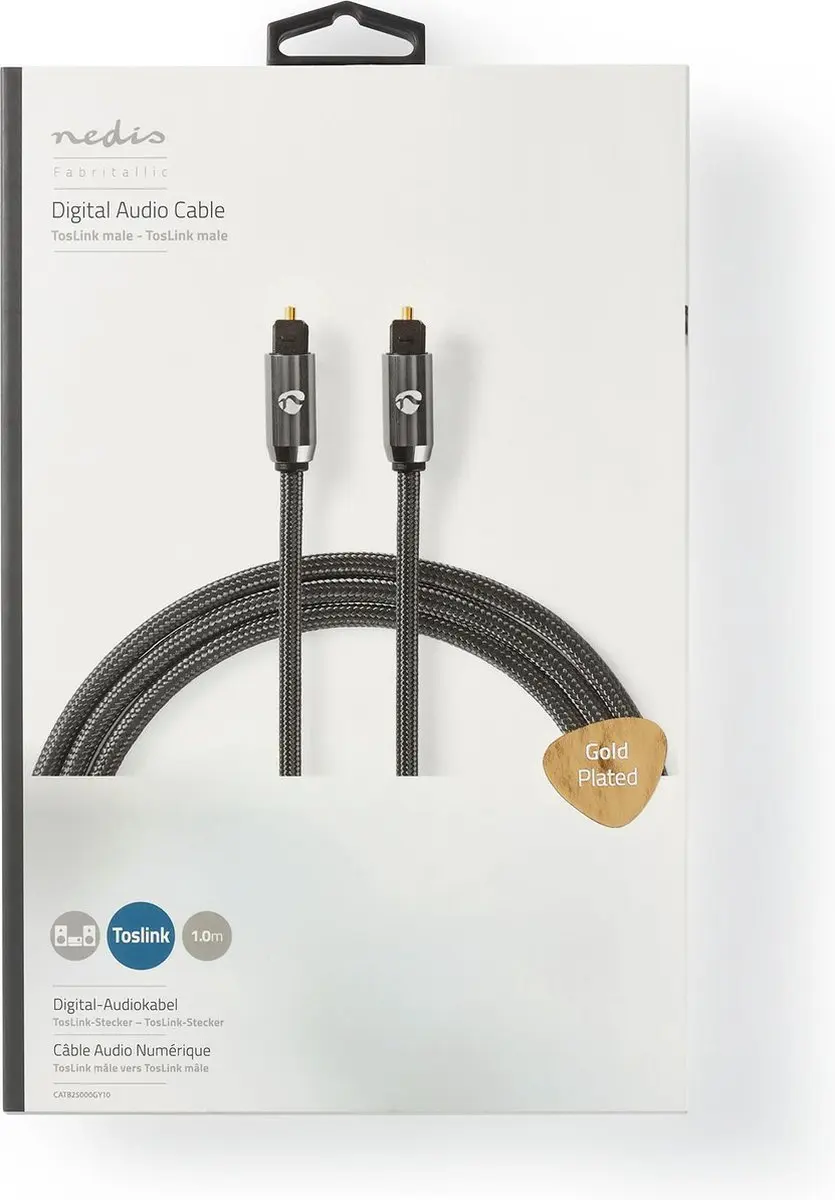 Nedis Optische Audiokabel CATB25000GY10 - 1m - Gun Metal Grijs