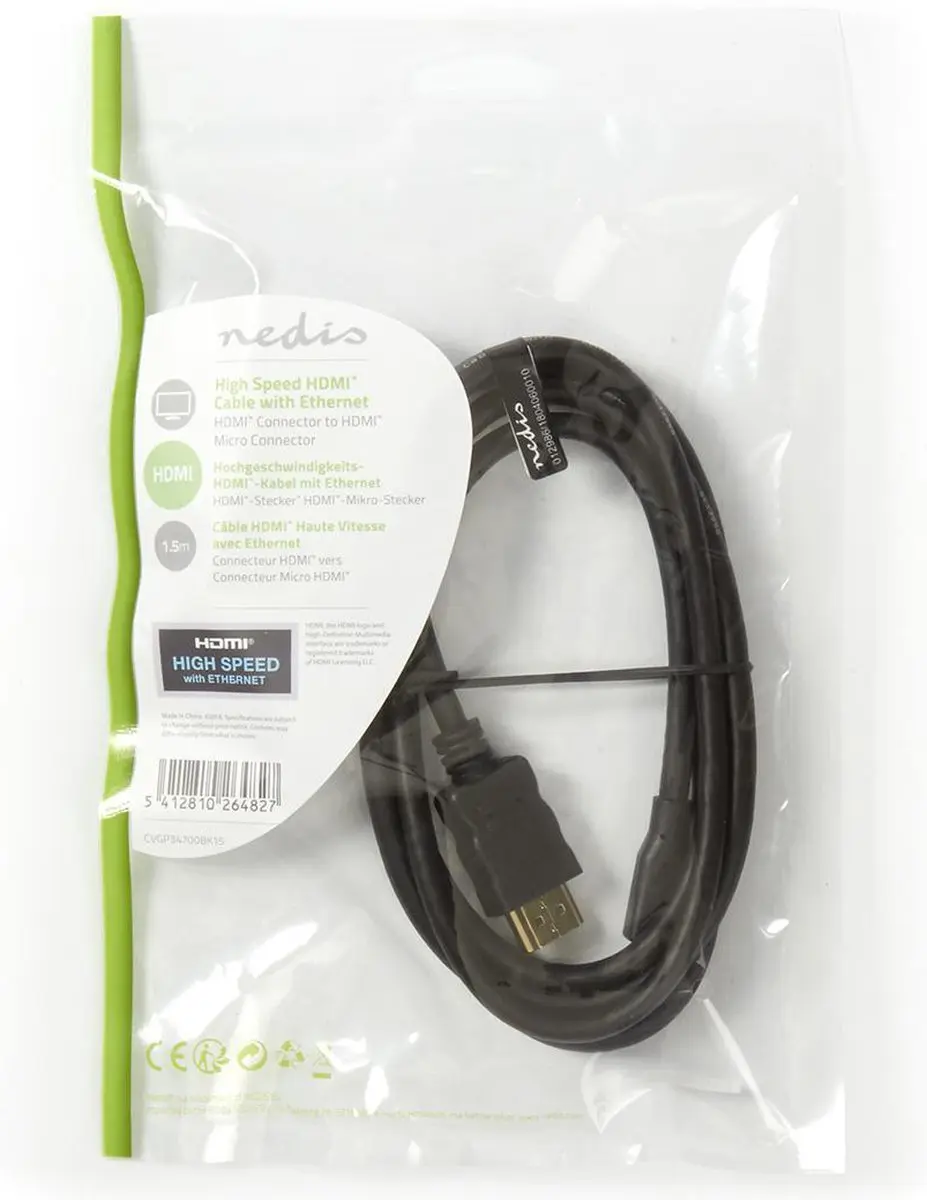 Nedis HDMI-Kabel CVGP34700BK15 4K 10.2Gbps 1.5m - Zwart
