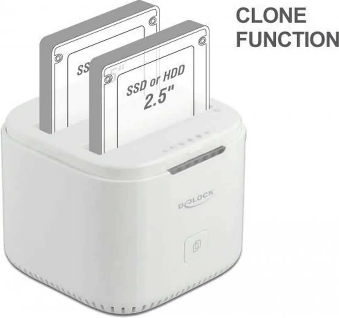 Delock USB-C 3.2 Docking Station 2x 2.5" SSD/HDD - Wit