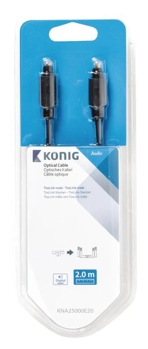 Konig KNA25000E20 Optische Kabel TosLink M-M 2m - Zwart - afbeelding 4 van 4