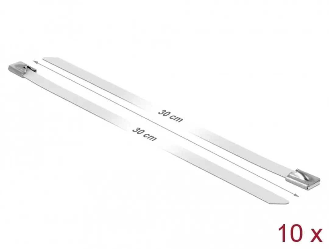 Delock Roestvrijstalen Kabelbinders 400x7,9mm - Wit - 10 Stuks