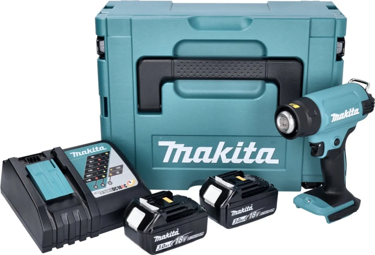 Makita DHG 180 RFJ Heetluchtpistool 18V - 550°C - 2x 3,0Ah + Oplader + Makpac - afbeelding 3 van 5