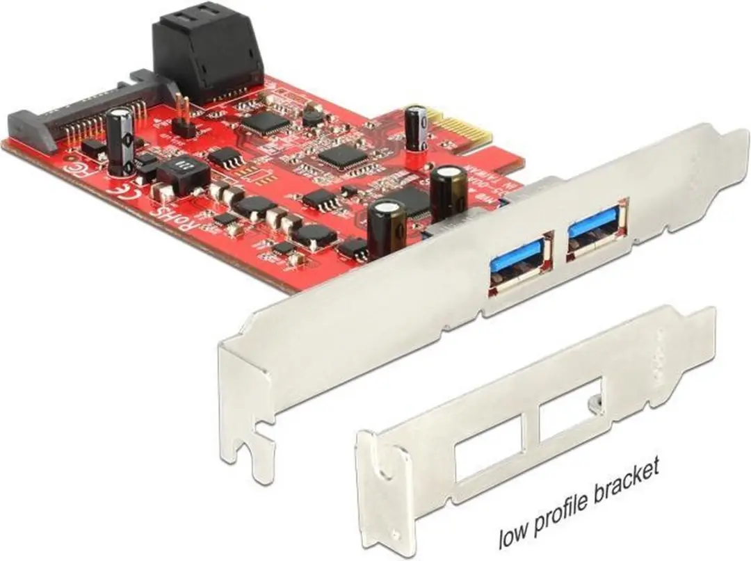 Delock 89389 PCIe Kaart - 2x USB 3.0 + 2x SATA 6Gb/s - Low Profile