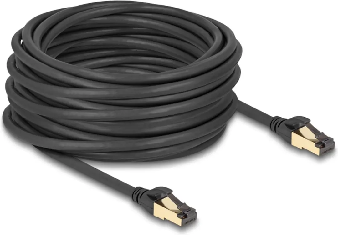Delock RJ45 Netwerkkabel Cat.6A S/FTP Zwart 15m - Cat.7 Industrie & Outdoor